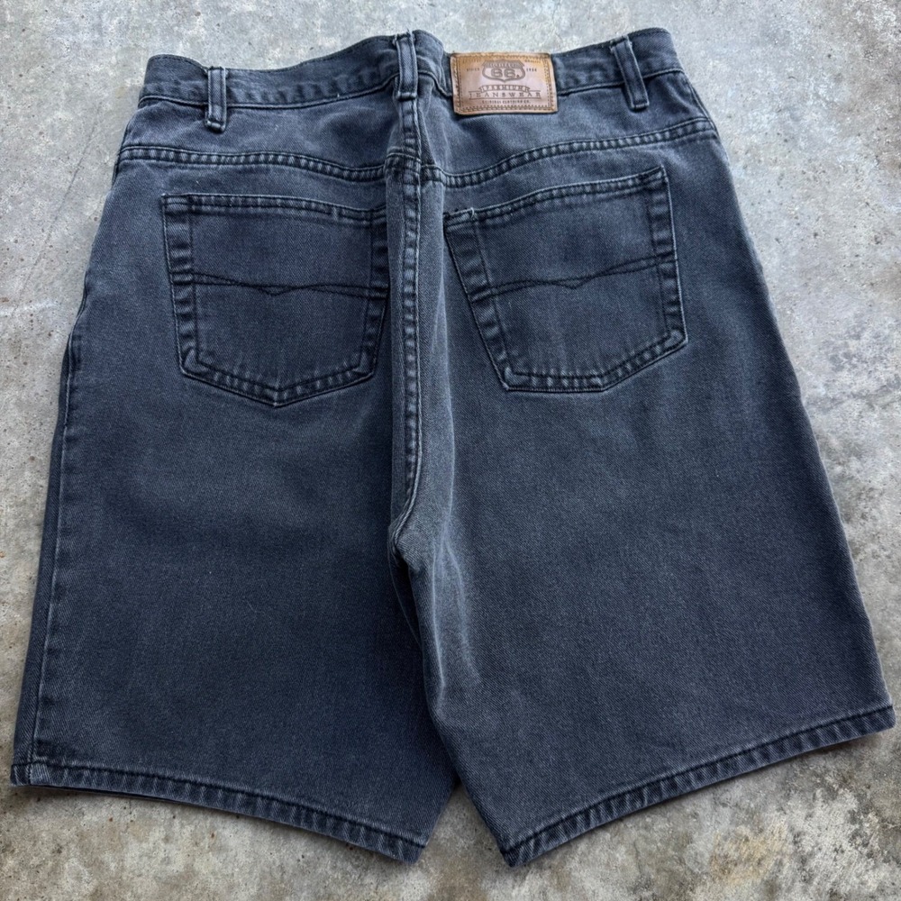 Vintage 90s‎ Route 66 Denim Shorts Skater Grunge Faded Black 34 (d11)